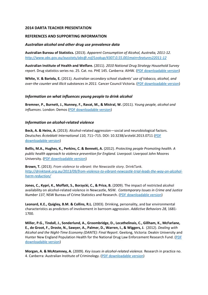 2014 darta teacher presentation references and supporting