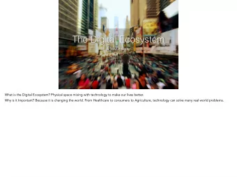 The Digital Ecosystem  A New Frontier  What is the Digital Ecosystem? Physical space mixing with