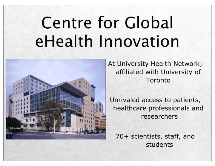 centre for global ehealth innovation