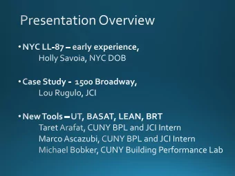 Lou Rugulo  Michael Bobker  Johnson Controls      CUNY Building Performance Lab  Marco Ascazubi