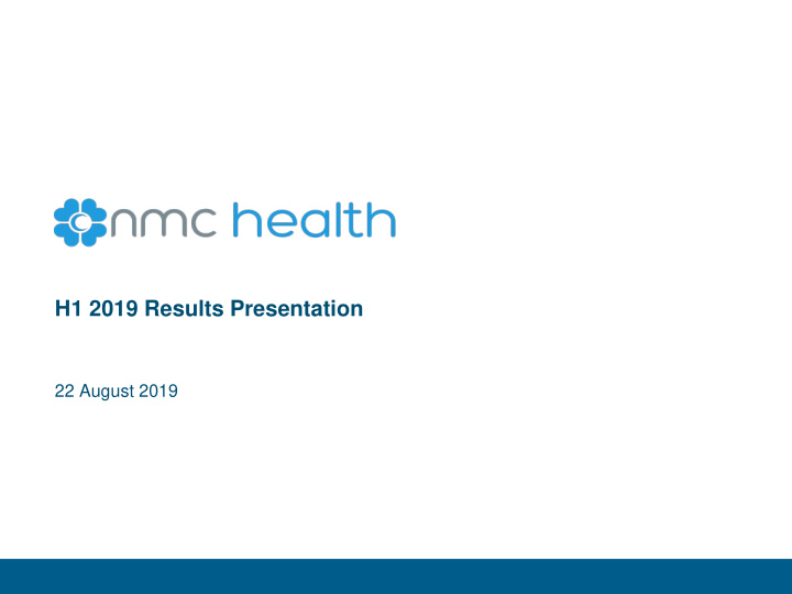 h1 2019 results presentation