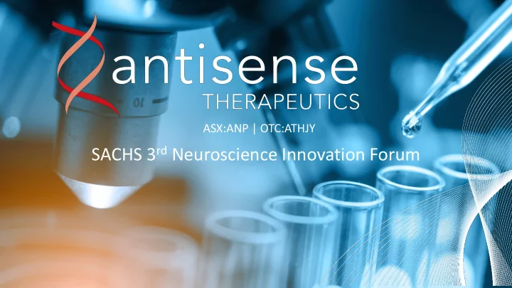 sachs 3 rd neuroscience innovation forum forward looking