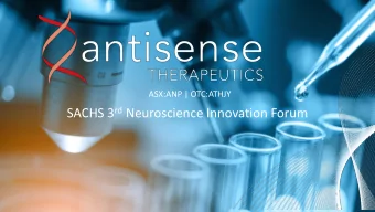 SACHS 3 rd Neuroscience Innovation Forum  FORWARD LOOKING STATEMENTS  This presentation contains