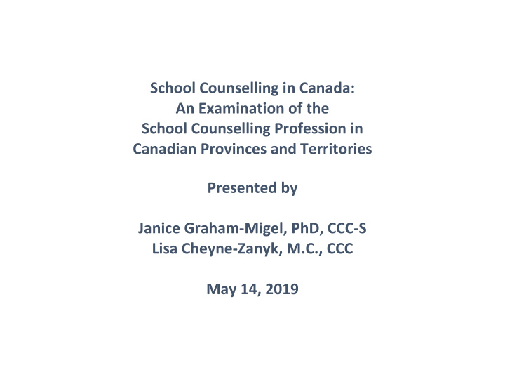 school counselling in canada an examination of the school