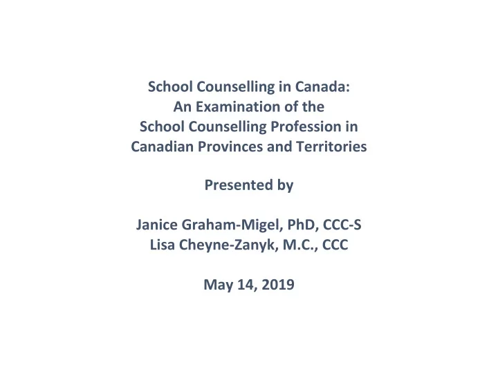 school counselling in canada an examination of the school
