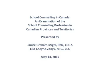 School Counselling in Canada: An Examination of the School Counselling Profession in Canadian