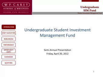 INTRODUCTION  INTRODUCTION  Undergraduate Student Investment  ASSET ALLOCATION  Management Fund