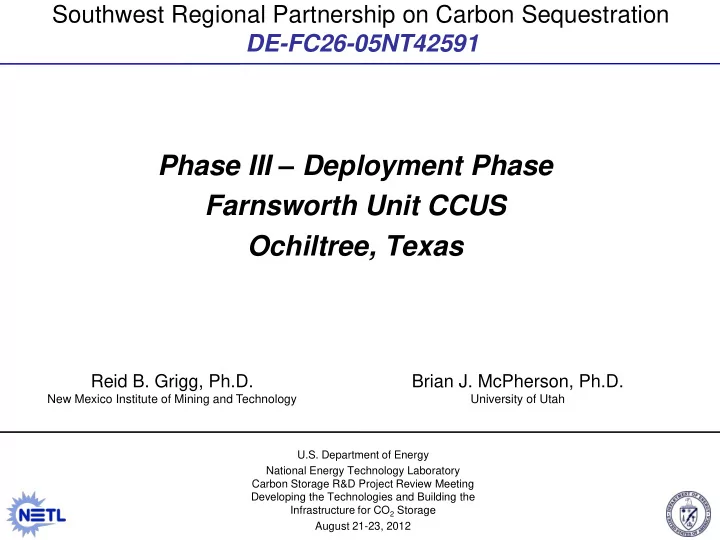 phase iii deployment phase farnsworth unit ccus ochiltree