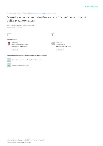 Severe hypertension and raised haematocrit: Unusual presentation of  Guillain-Barr syndrome