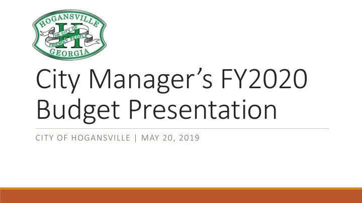 city manager s fy2020 budget presentation