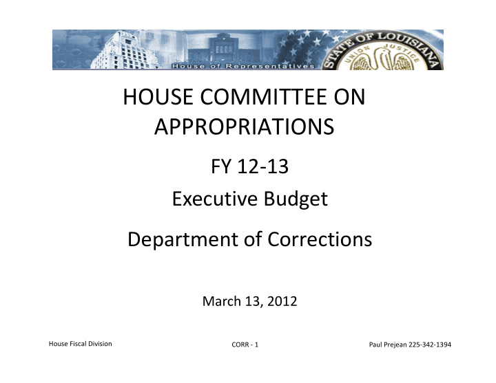 house committee on appropriations appropriations