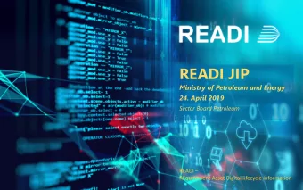 READI JIP  Ministry of Petroleum and Energy  24. April 2019  Sector Board Petroleum  READI