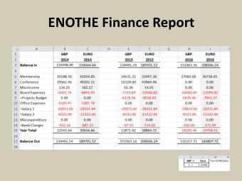 ENOTHE Finance Report  2014 Membership  2014 Membership  Requested an invoice. Amount was  credited