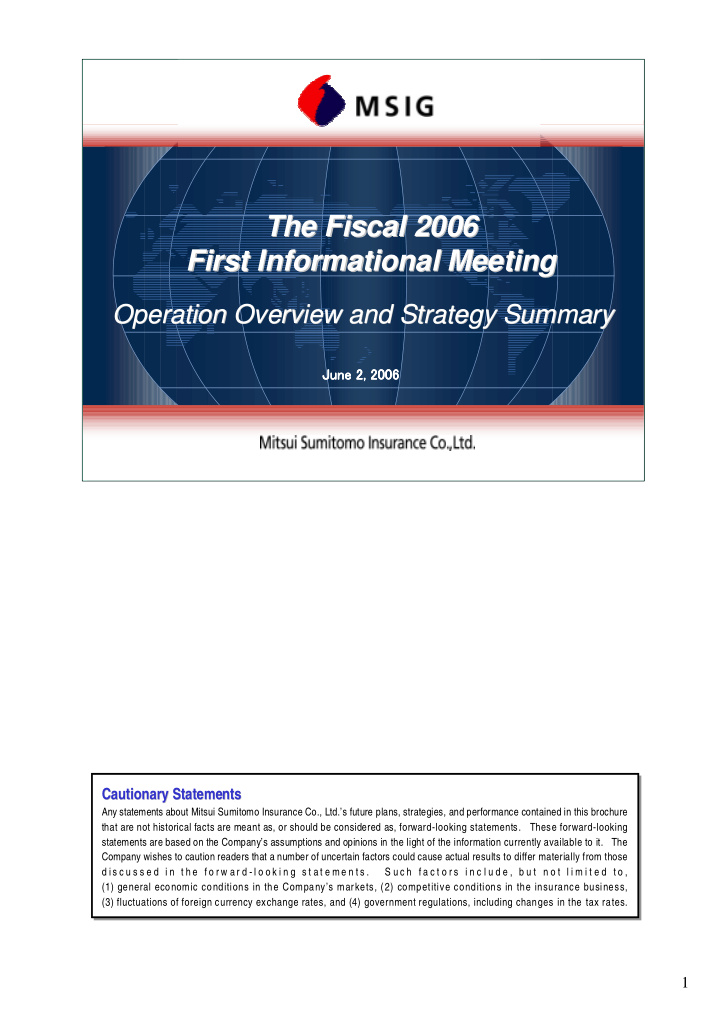 the fiscal 2006 the fiscal 2006 first informational