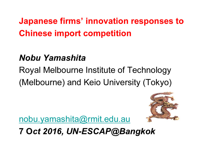 japanese firms innovation responses to chinese import