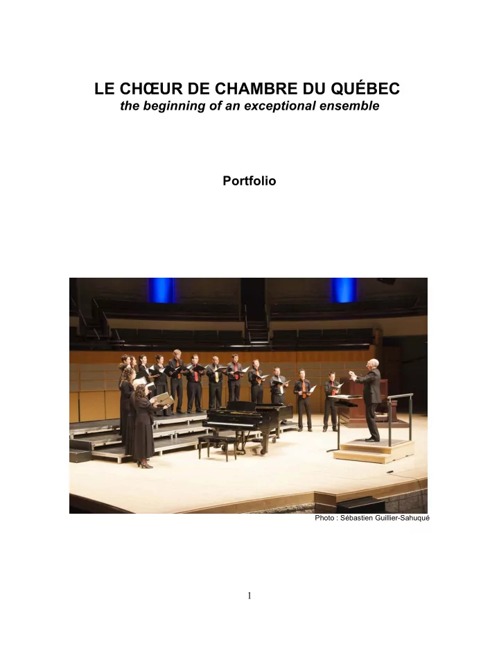 le ch ur de chambre du qu bec