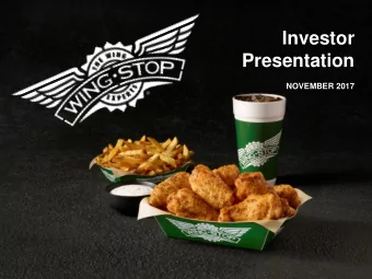 Investor  Presentation  NOVEMBER 2017  FORWARD-LOOKING STATEMENTS  Forward-Looking Statements  This