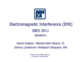 Electromagnetic Interference (EMI)  IBEX 2011  Speakers:  David Gratton- Martek-Palm Beach, FL