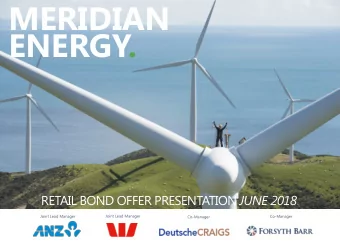 ENERGY. RETAIL BOND OFFER PRESENTATION JUNE 2018 .  Joint Lead Manager  Joint Lead Manager