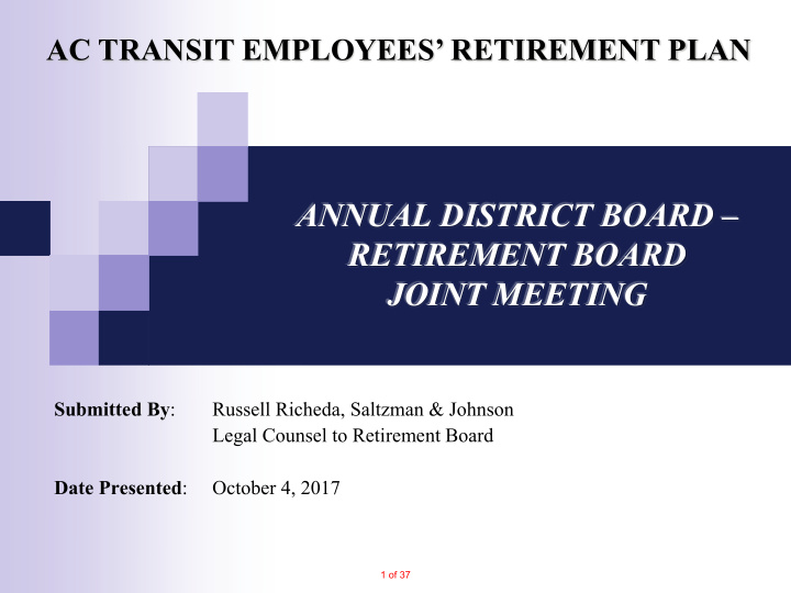 annual district board retirement board joint meeting