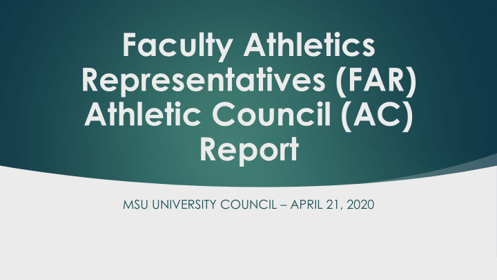 faculty athletics representatives far athletic council ac