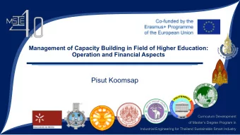 Pisut Koomsap  Curriculum Development  of Masters Degree Program in  Industrial Engineering for