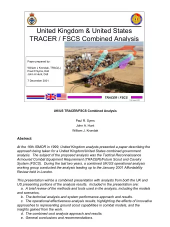 United Kingdom &amp; United States  TRACER / FSCS Combined Analysis  Paper prepared by:  William J