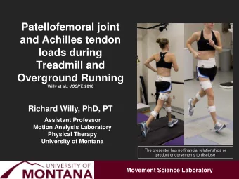 Patellofemoral joint  and Achilles tendon  loads during  Treadmill and  Overground Running Willy et
