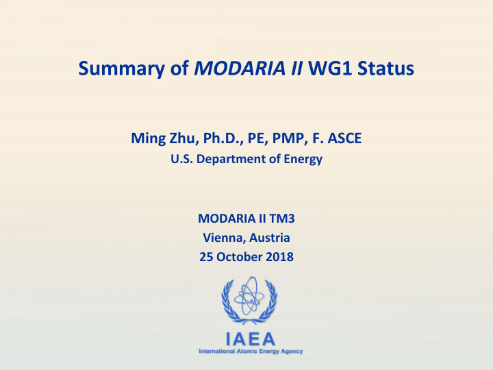 summary of modaria ii wg1 status