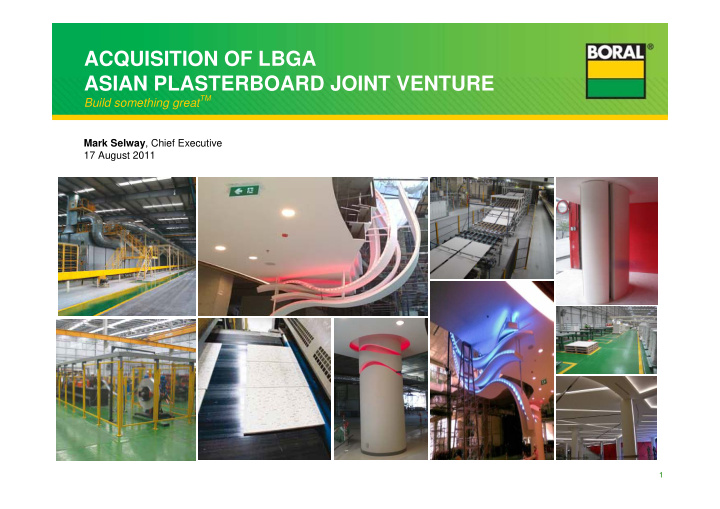 acquisition of lbga asian plasterboard joint venture
