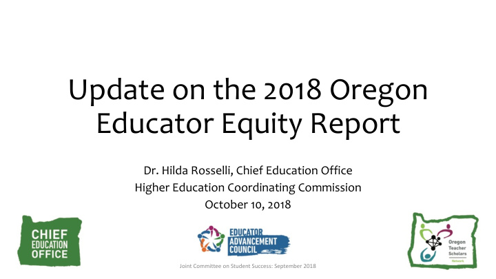 update on the 2018 oregon educator equity report
