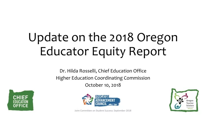 update on the 2018 oregon educator equity report