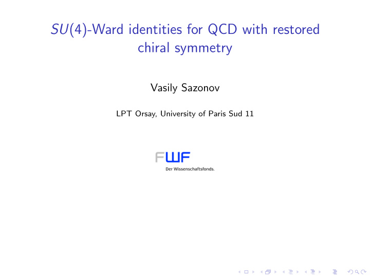 su 4 ward identities for qcd with restored chiral symmetry