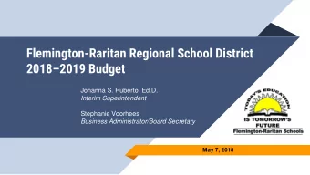 2018  2019 Budget  Johanna S. Ruberto, Ed.D.  Interim Superintendent  Stephanie Voorhees