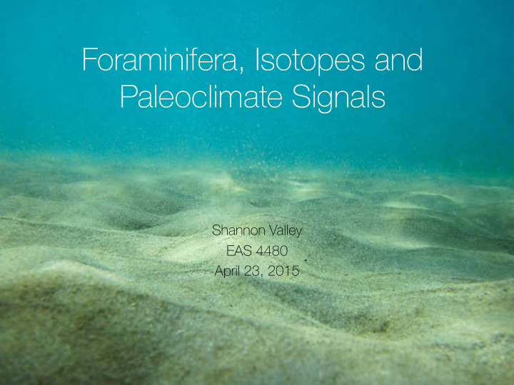 foraminifera isotopes and paleoclimate signals
