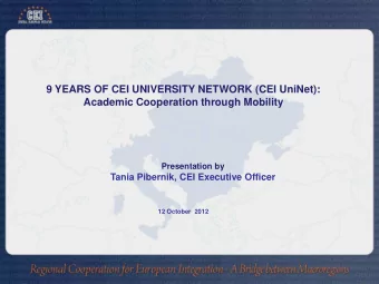 9 YEARS OF CEI UNIVERSITY NETWORK (CEI UniNet):  Academic Cooperation through Mobility