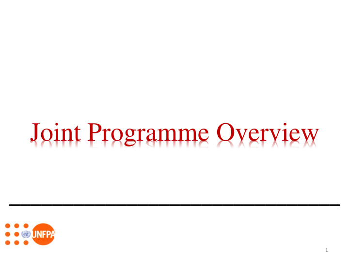 joint programme overview