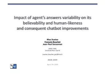 Impact of agents answers variability on its believability and human  likeness  and consequent