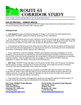 It was announced that NYSDOT had developed a website to provide basic project information. The