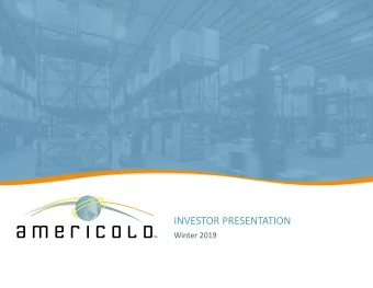 INVESTOR PRESENTATION  Winter 2019  Disclaimer  This presentation contains statements about future