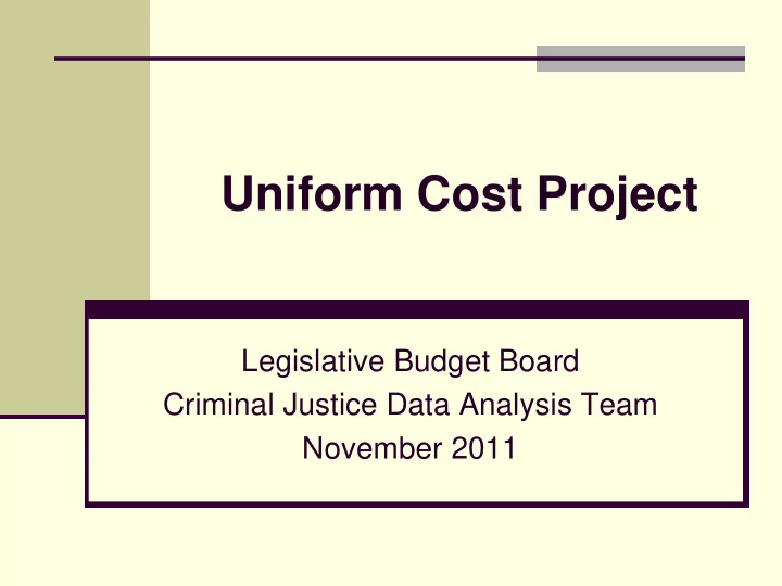 uniform cost project