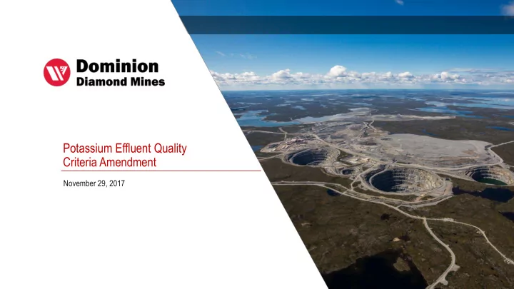 potassium effluent quality criteria amendment
