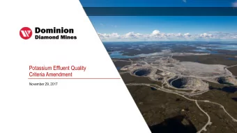Potassium Effluent Quality  Criteria Amendment  November 29, 2017  Presentation Overview