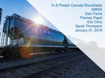 K+S Potash Canada Roundtable  SIMSA  Sam Farris  Thomas Papst  Eric Cline  Sarah Thompson  January