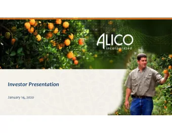 Investor Presentation  January 14, 2020  1  Cautionary Note Regarding Forward Looking Statements