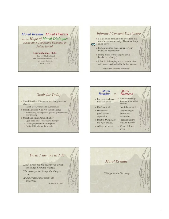 informed consent disclosure moral residue moral distress