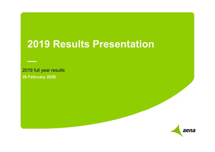 2019 results presentation