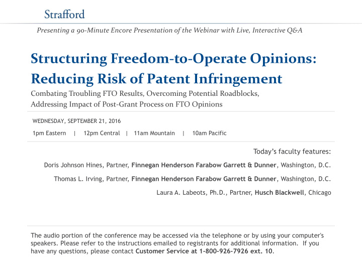 structuring freedom to operate opinions reducing risk of