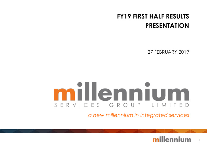 fy19 first half results presentation