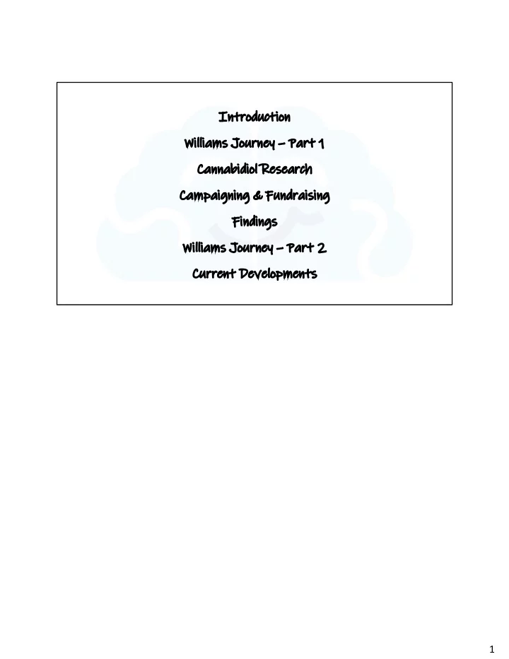 introduction williams journey part 1 cannabidiol research
